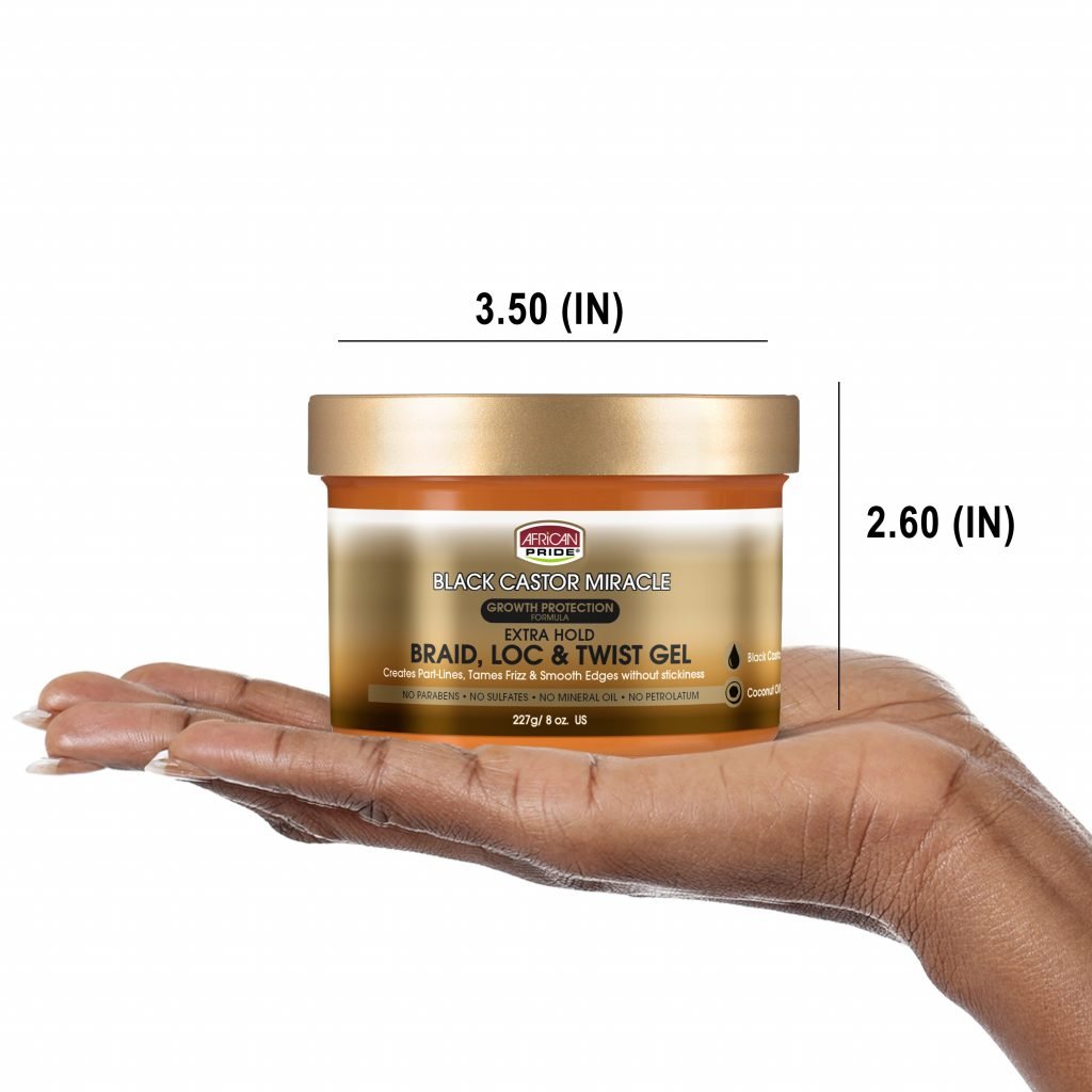 African Pride Black Castor Miracle Extra Hold Braid, Loc & Twist Gel 227g African Pride