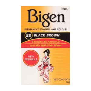 Bigen Hair Colour Black Brown 58 Permanent Powder - Schwarz-Braune Haarfarbe 6g